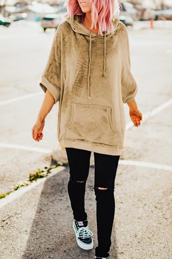 Cozy Solid Color Hooded Sweatshirt