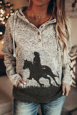 Casual Cartoon Print Long Sleeve Baggy Hoodie Sweatshirt