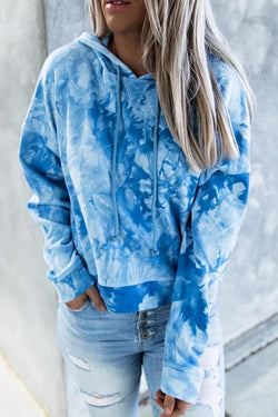 Sporty Tie Dye Baggy Hoodie Sweatshirt