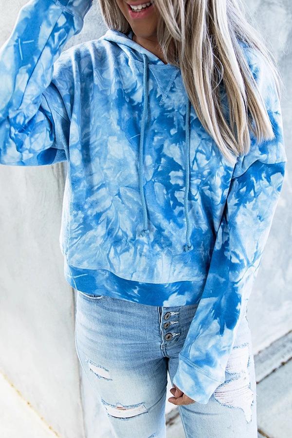 Sporty Tie Dye Baggy Hoodie Sweatshirt