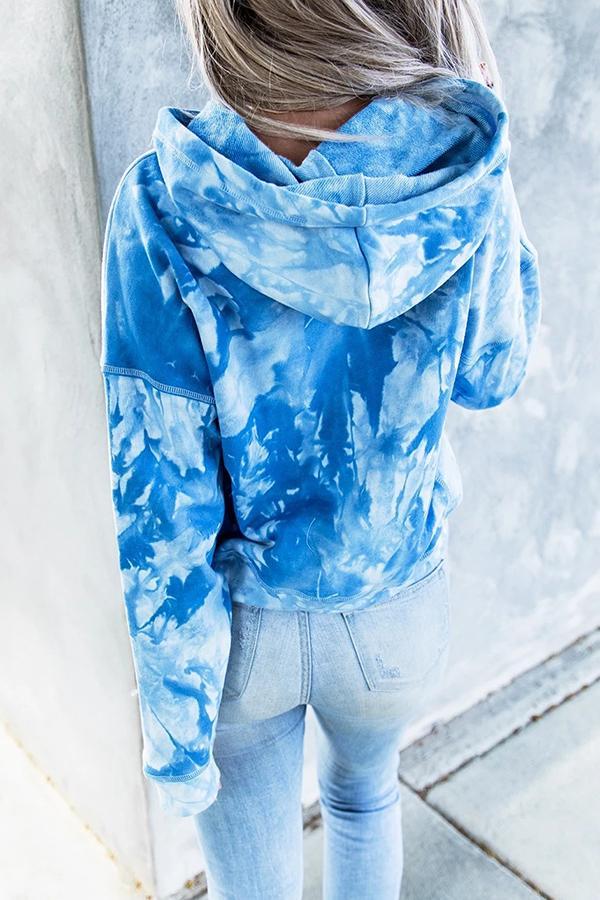 Sporty Tie Dye Baggy Hoodie Sweatshirt