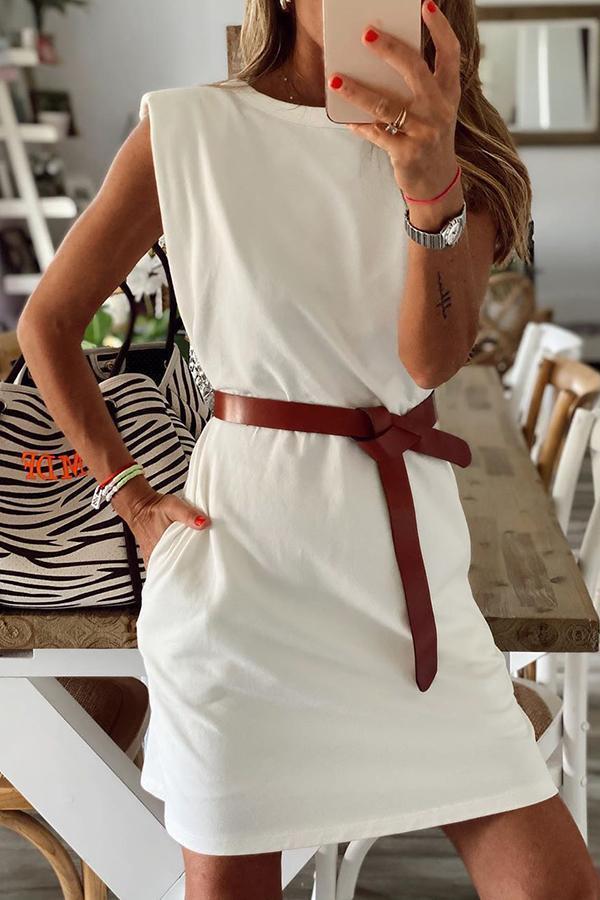 Solid Color Sleeveless Dress