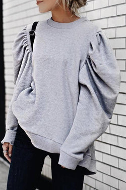 Loose Solid Color Long-sleeved Sweatshirt