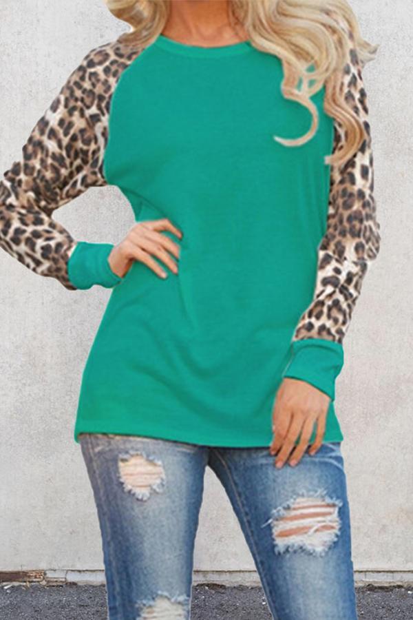 Leopard Print Round Neck Casual Wear T-Shirt