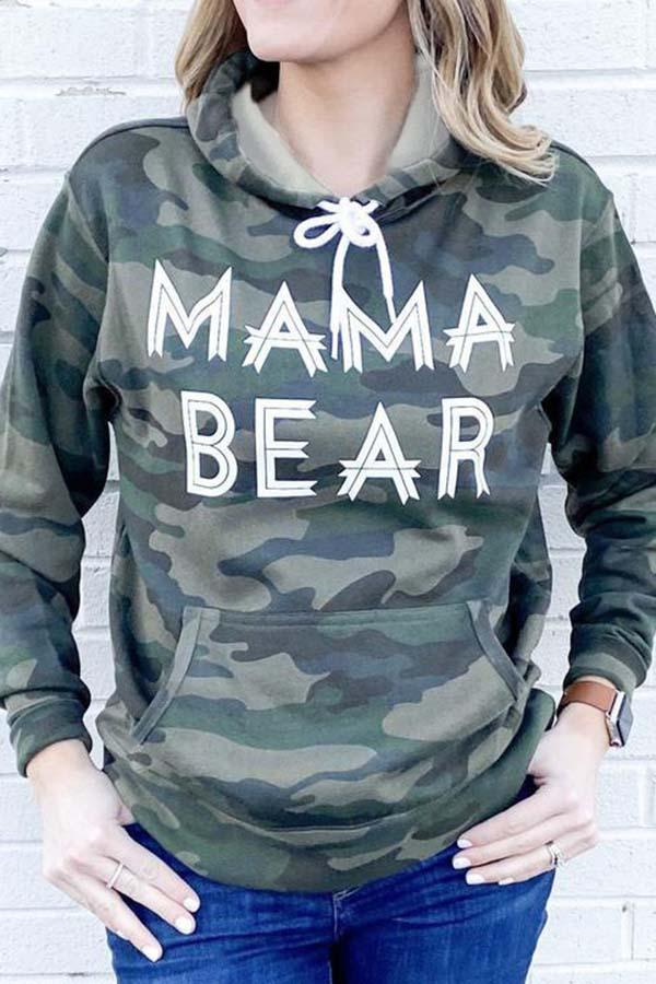 Stylish Long Sleeve Camouflage Hooded Top