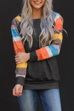 Striped Long Sleeve Round Neck T-Shirt