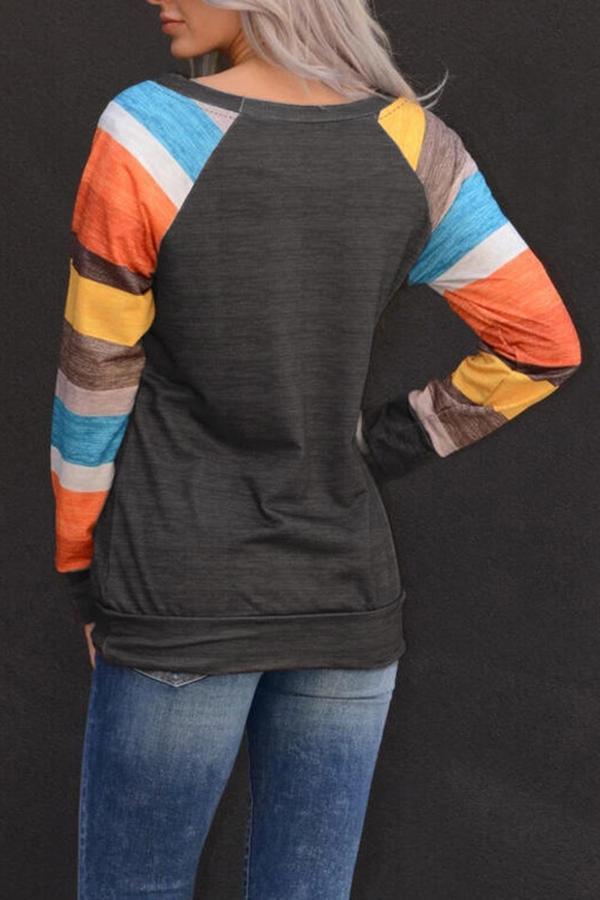 Striped Long Sleeve Round Neck T-Shirt