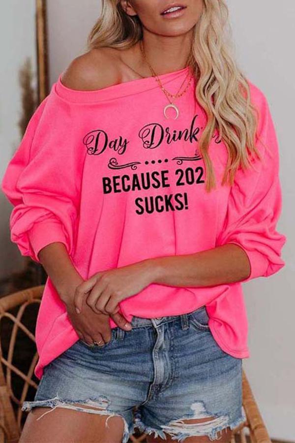 Long Sleeve Slogan Round Neck Sweatshirt