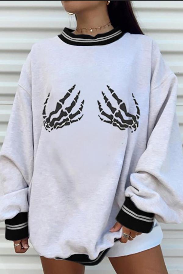 Lantern Sleeve Graphic Print Sweatshirt