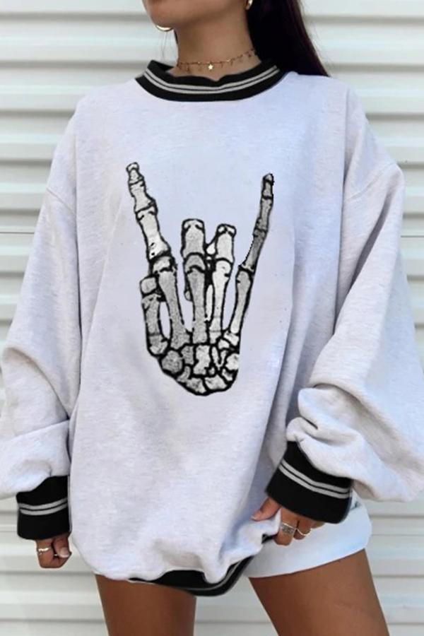 Lantern Sleeve Graphic Print Sweatshirt