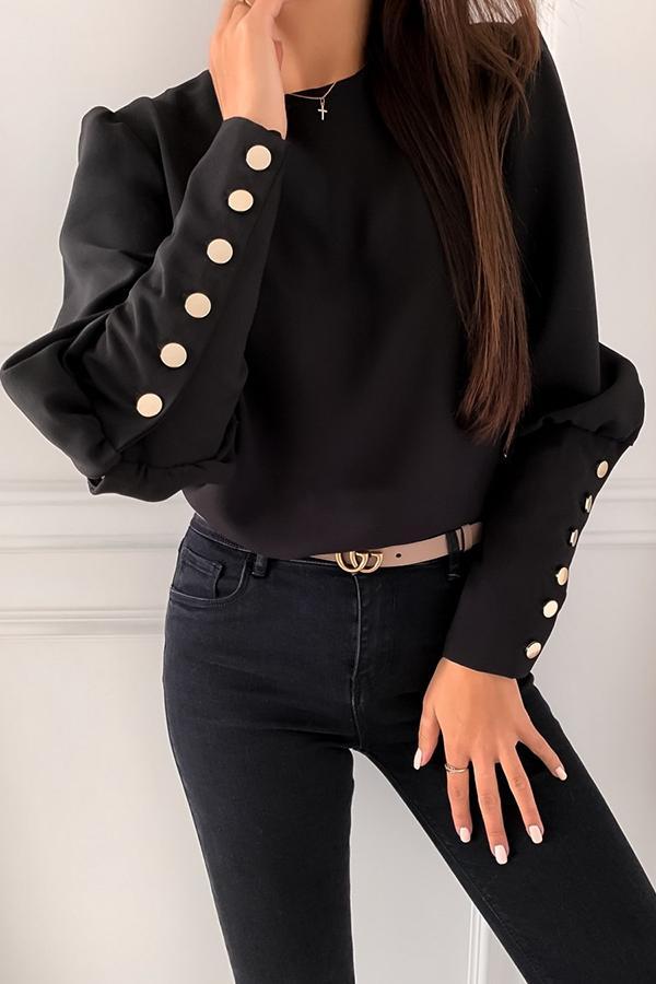 Puff Sleeve Round Neck Sweatshirt