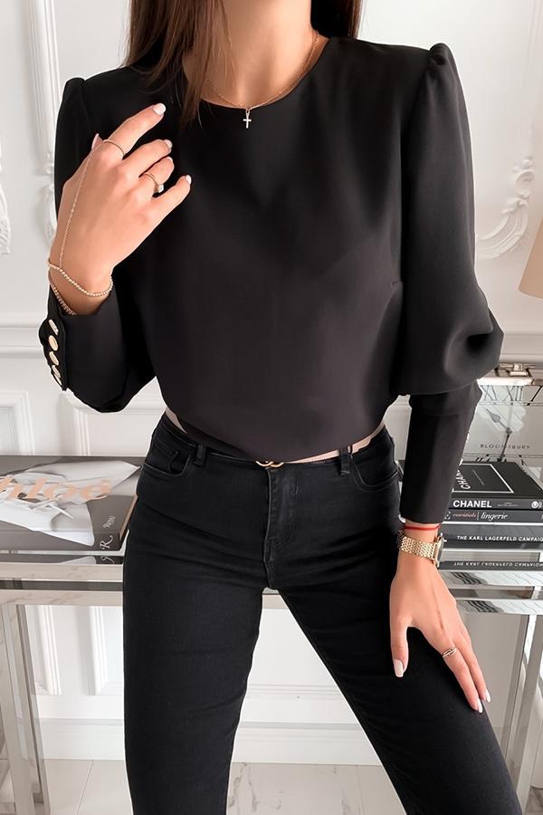 Puff Sleeve Round Neck Sweatshirt