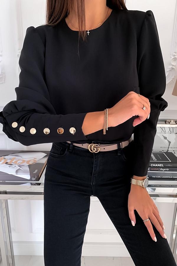 Puff Sleeve Round Neck Sweatshirt