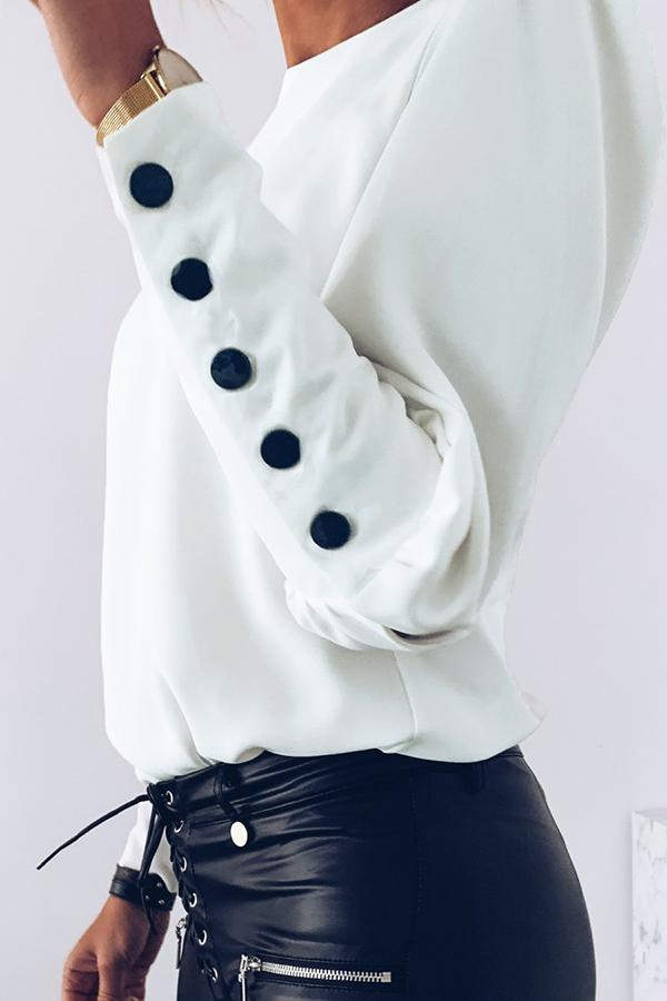 Puff Sleeve Round Neck Sweatshirt