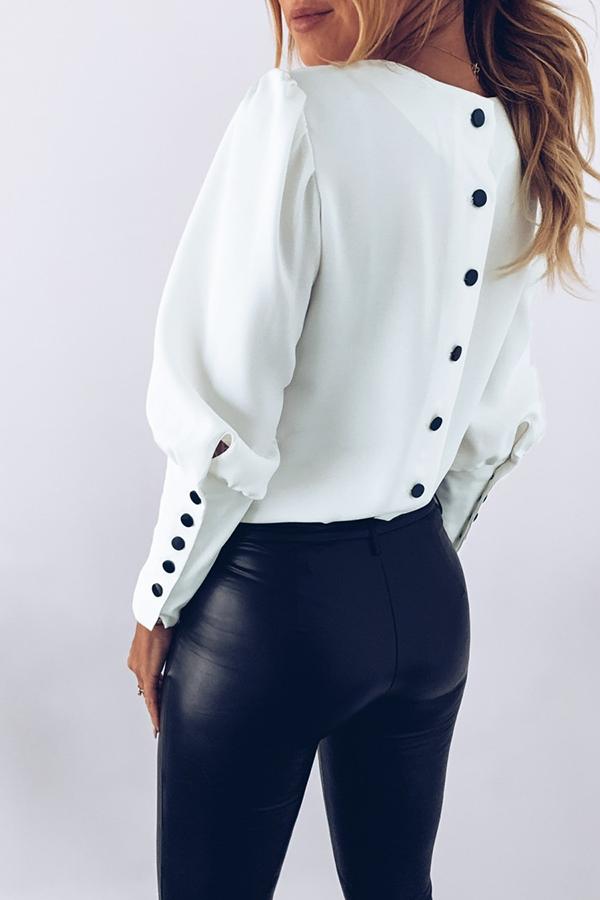 Puff Sleeve Round Neck Sweatshirt