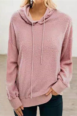 Long Sleeve Solid Color Hooded Sweatshirt