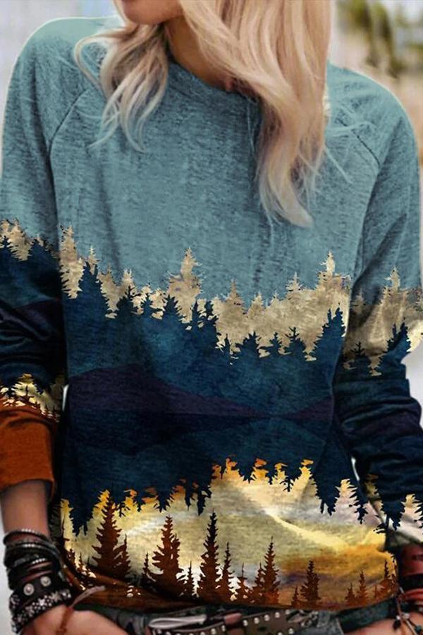 Casual Patchwork Round Neck Sweatshirt