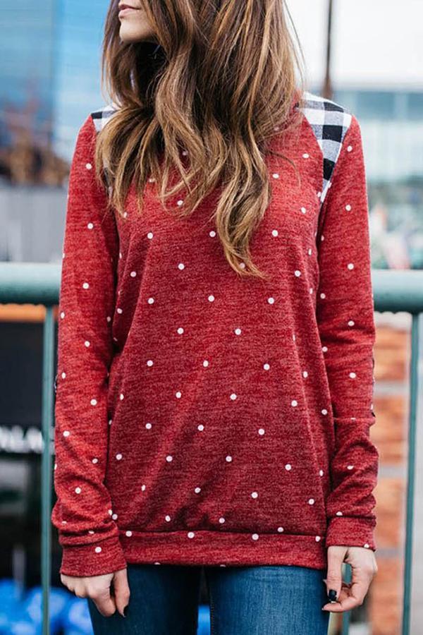 Casual Polka Dot Tailored Round Neck Sweatshirt