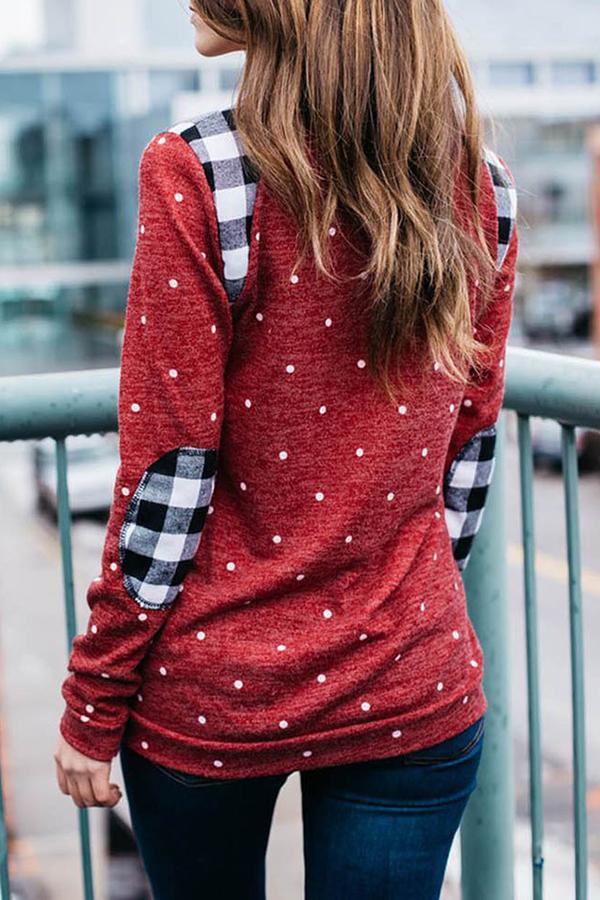 Casual Polka Dot Tailored Round Neck Sweatshirt