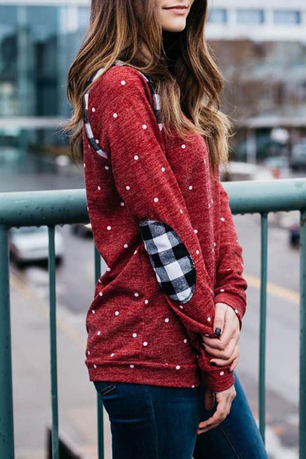 Casual Polka Dot Tailored Round Neck Sweatshirt