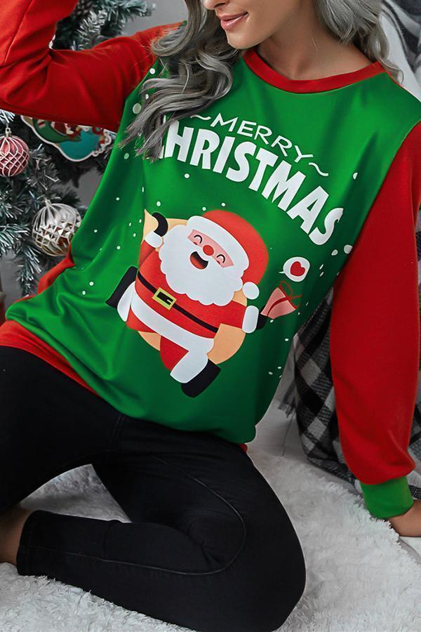 Casual Christmas Cartoon Print Tailored Sweatshirt