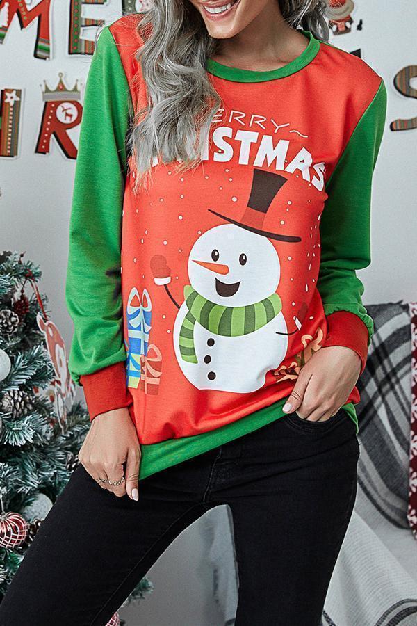 Casual Christmas Cartoon Print Tailored Sweatshirt