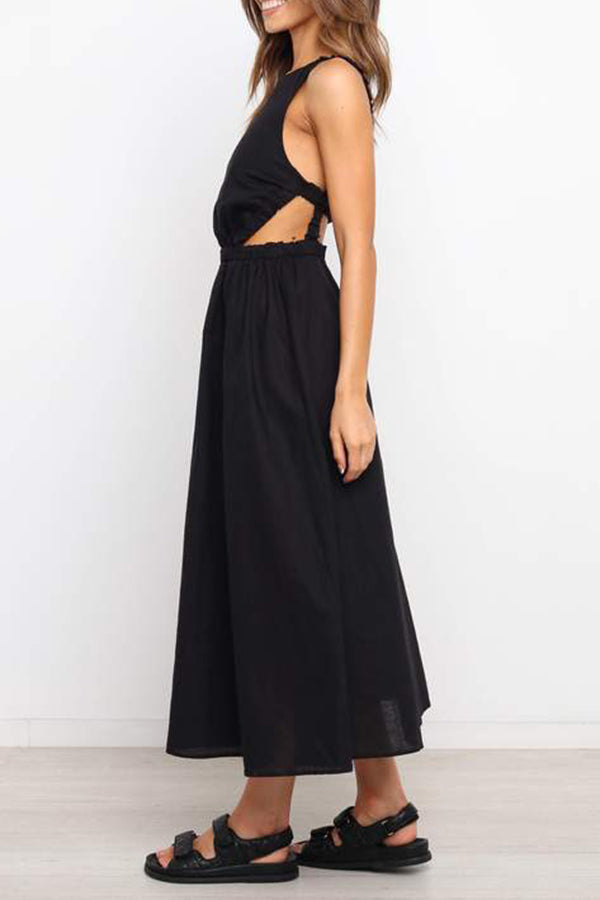 Modern Solid Color Backless Dress