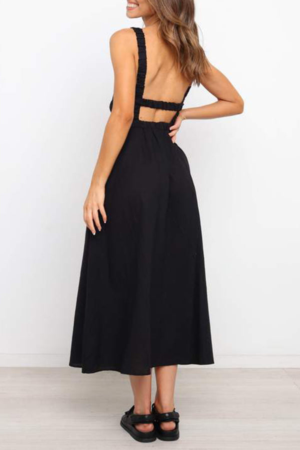 Modern Solid Color Backless Dress