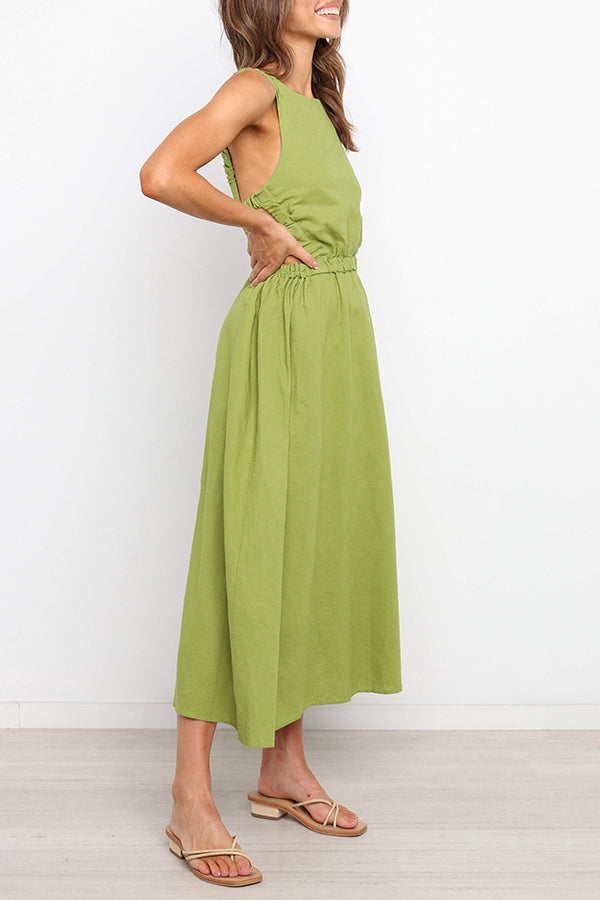 Modern Solid Color Backless Dress