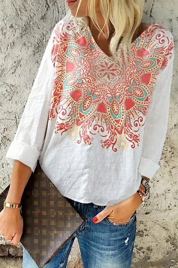 Ethnic Print Casual Baggy Shirt