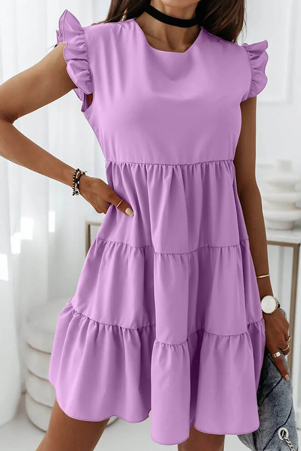 Fashion Loose Ruffled Short Sleeve Dress