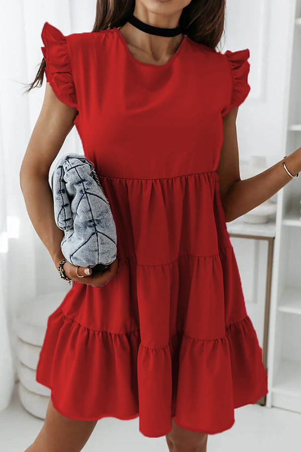 Fashion Loose Ruffled Short Sleeve Dress