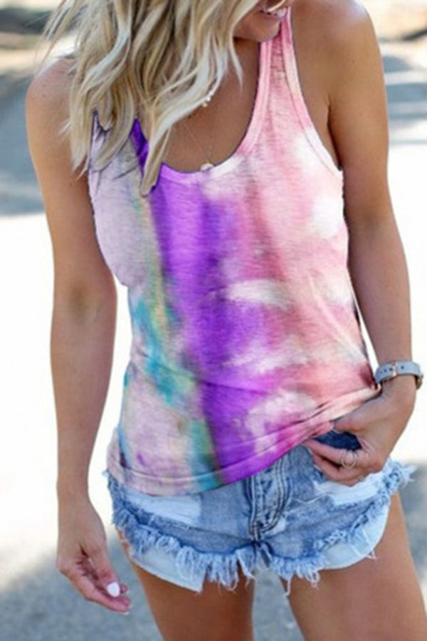 Tie-dyed Sunflower Sleeveless Tank 