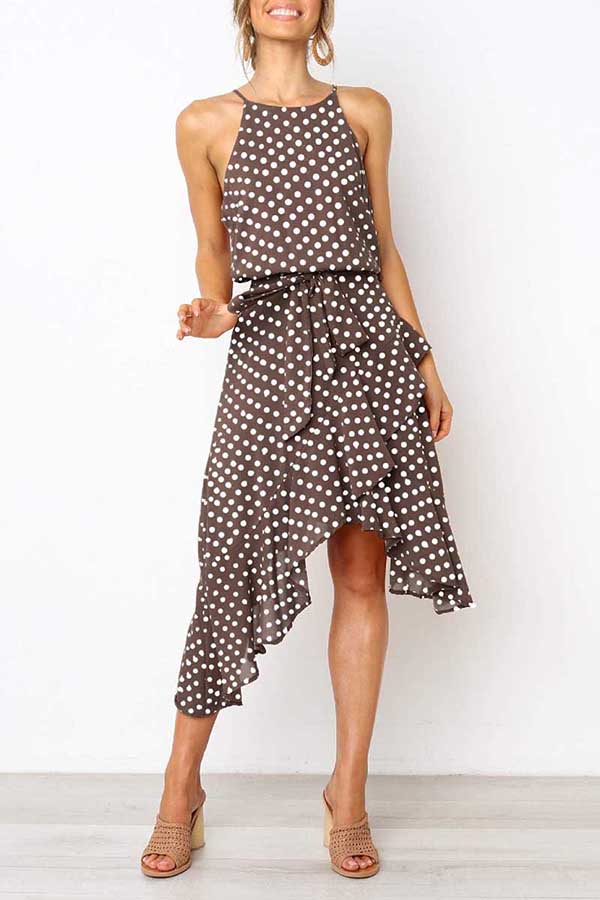 Fashion Polka Dot Lace Irregular Dress