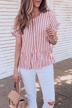 Stylish Striped Print Single-breasted Shirt