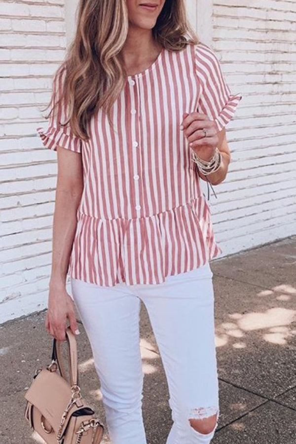 Stylish Striped Print Single-breasted Shirt