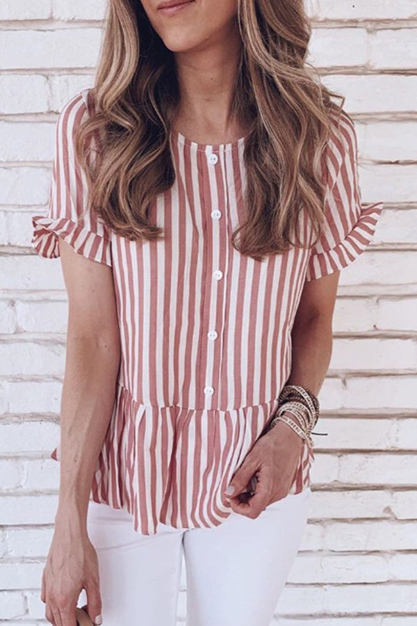 Stylish Striped Print Single-breasted Shirt