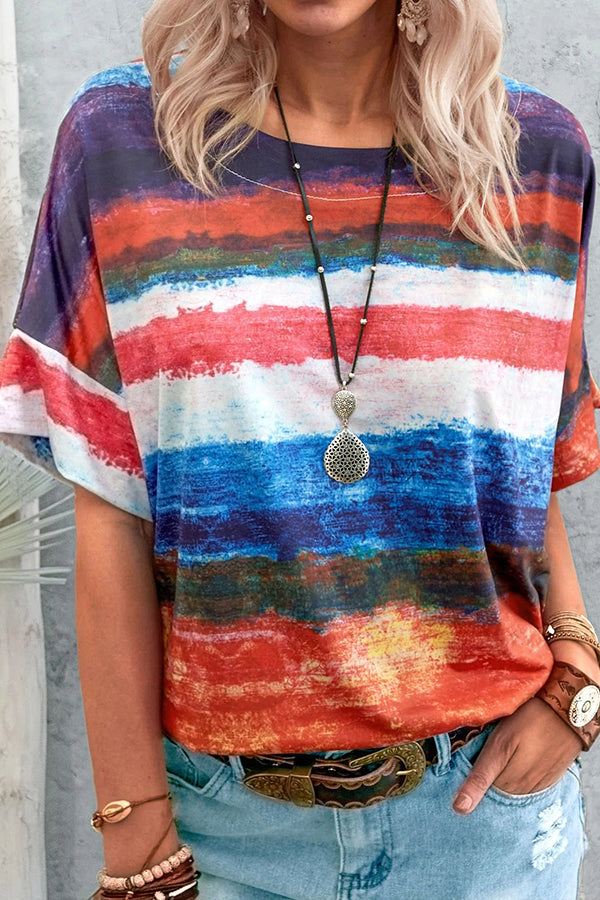 Stylish Multi-layer Paint Graffiti Shirt