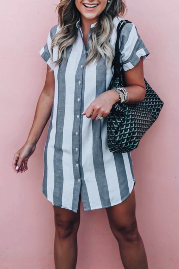 Modern Striped Print Baggy Shirt