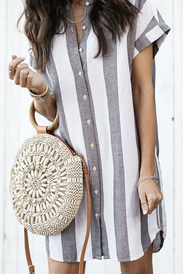 Modern Striped Print Baggy Shirt