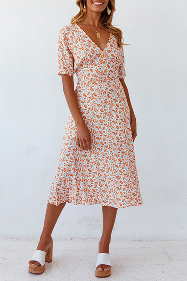 Elegant Floral Print A-line Dress