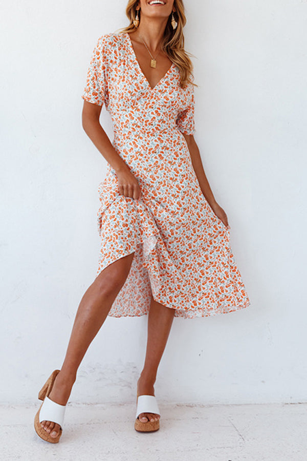 Elegant Floral Print A-line Dress