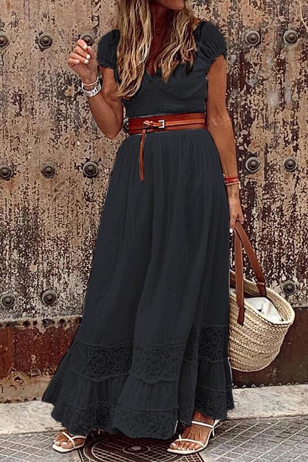 Lace Stitching Elegant Maxi Dress