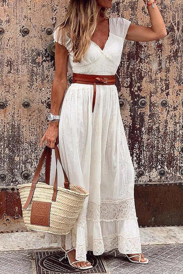 Lace Stitching Elegant Maxi Dress