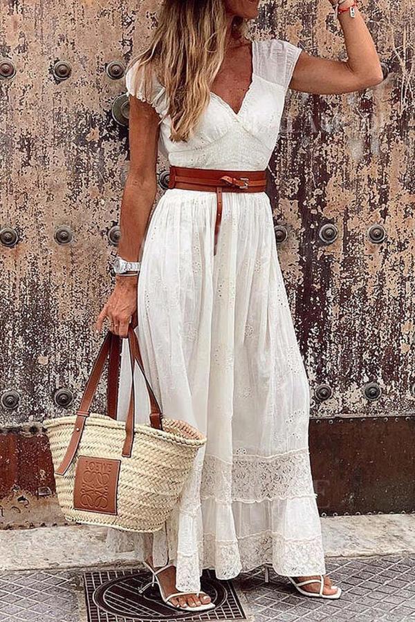 Lace Stitching Elegant Maxi Dress