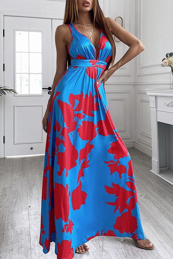 Contrast Floral Deep V Maxi Drss SKU: INS114-ChicMe_Prime-bl 5.0  1 reviews>