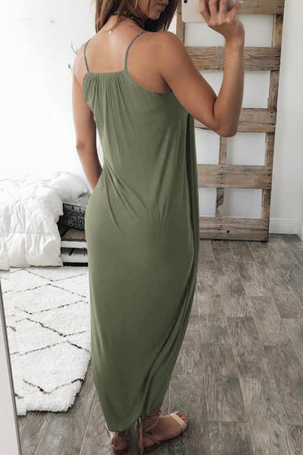 Wrapped Split Solid Cami Beach Dress