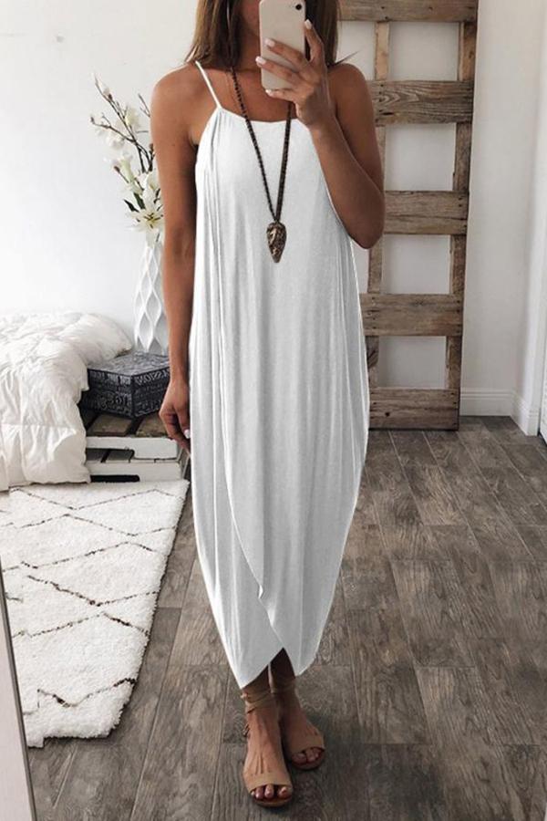 Wrapped Split Solid Cami Beach Dress