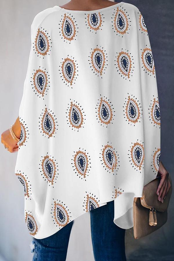 Printed Batwing Sleeve T-shirt