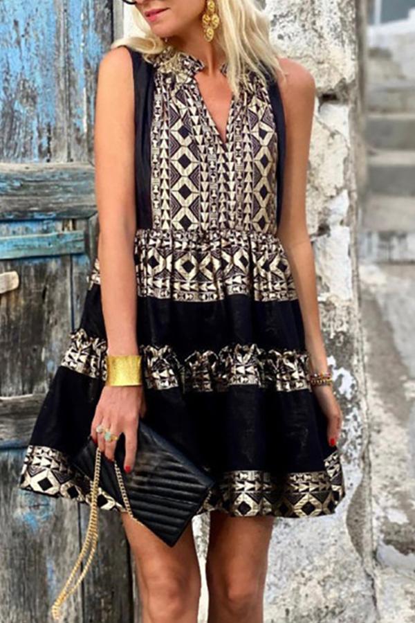 Fashion geometric pattern print dress